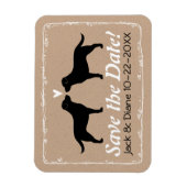 ブラックラブラドールレトリバーウェディング日付を保存 マグネット (縦)