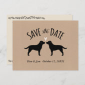 ブラックラブラドールレトリバーウェディング日付を保存 案内ポストカード (正面/裏面)