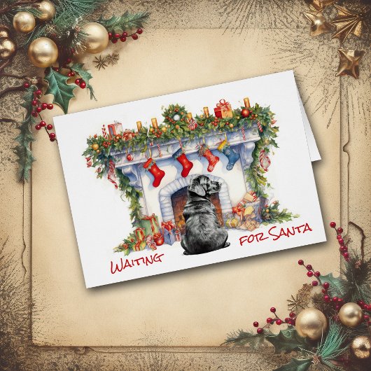 ブラックラブラドールレトリバー待ちサンタ