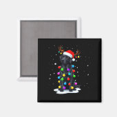 ブラックラブラドールレトリバー犬の面白いクリスマスイルミネーションのリボン マグネット (正面/裏面)