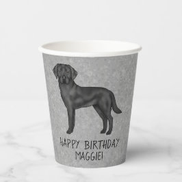 ブラックラブラドールレトリバー犬ハッピーバースデーグレー 紙コップ