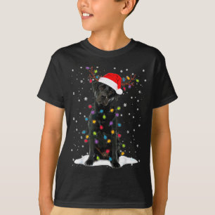 ブラックラブラドールレトリバー クリスマスツリーライト パジャマ 犬 Tシャツ
