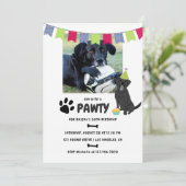 ブラックラブラドールレトリーバーの誕生日フォト招待状 招待状 (スタンド正面)