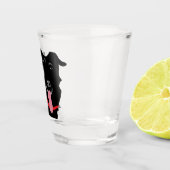 ブラックラブラドールレトリーバー犬のモノグラム名 ショットグラス (右)
