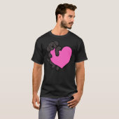 ブラックラブラドール及びピンクハート Tシャツ (正面フル)