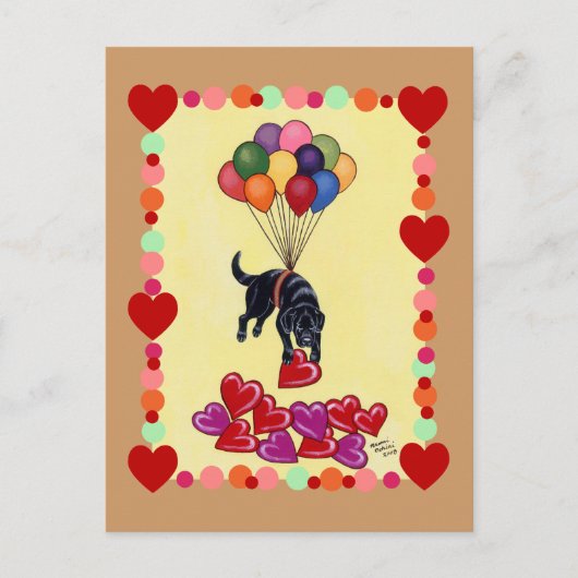 ブラックラブラドール収集LOVE (フレーム) ポストカード (正面)