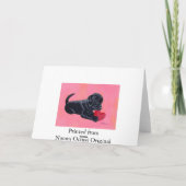 ブラックラブラドール子犬とハート シーズンカード (裏面)