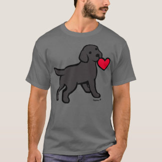 ブラックラブラドール子犬と小さなハート Tシャツ