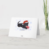 ブラックラブラドール子犬クリスマススノーフレーク シーズンカード (裏面)