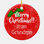 ブラックラブラドール子犬クリスマスパターン セラミックオーナメント (裏面)