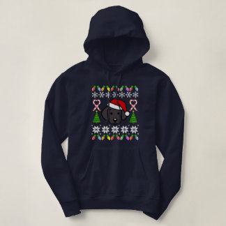 ブラックラブラドール子犬クリスマスパターン パーカ