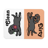 ブラックラブラドール子犬クリーン/ダーティ食洗機 マグネット (横)