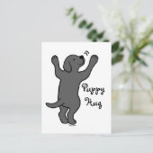 ブラックラブラドール子犬ハグ ポストカード (スタンド正面)