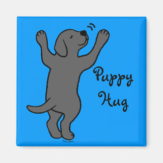 ブラックラブラドール子犬ハグ マグネット