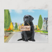 ブラックラブラドール引っ越しましたかわいい犬の動き 案内ポストカード (正面)