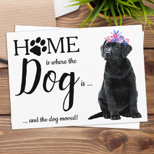 ブラックラブラドール引っ越しました犬の移動発表 ポストカード