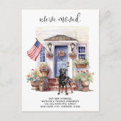 ブラックラブラドール愛国パーソナライズされた犬の移動 案内ポストカード (正面)