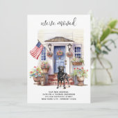 ブラックラブラドール愛国パーソナライズされた犬の移動 案内状 (スタンド正面)