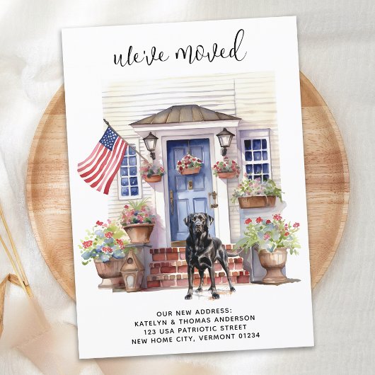 ブラックラブラドール愛国パーソナライズされた犬の移動 案内状