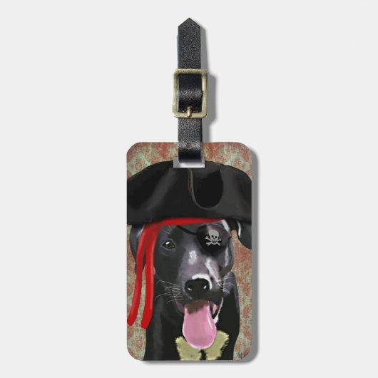 ブラックラブラドール海賊犬 ラゲッジタグ (正面縦)