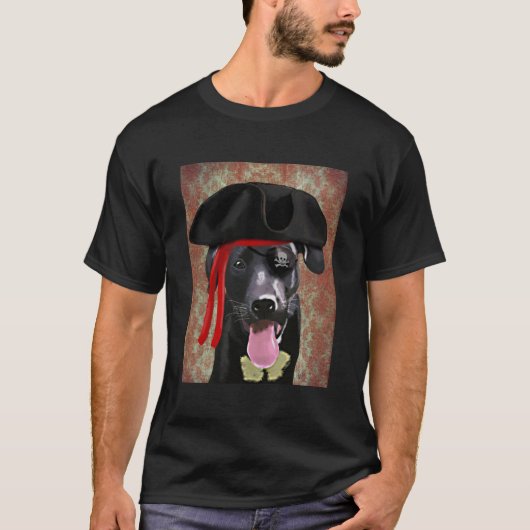 ブラックラブラドール海賊犬 Tシャツ (正面)