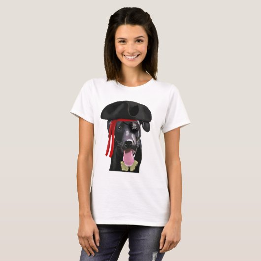 ブラックラブラドール海賊 Tシャツ (正面フル)