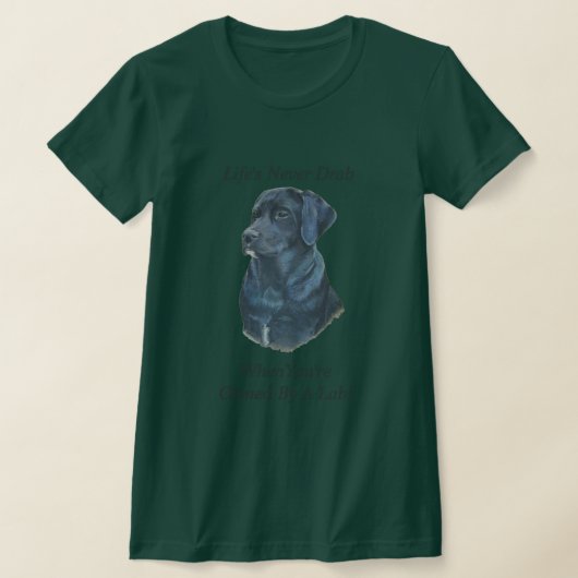 ブラックラブラドール犬ポートレートオリジナルおもしろいスローガン Tシャツ (レイダウン)