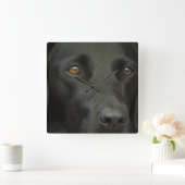 ブラックラブラドール犬 スクエア壁時計 (ホーム)