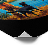 ブラックラブラドール狩りラボ。狩りグースウォーターフォ ポスター (角)