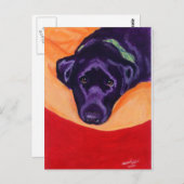 ブラックラブラドール絵画の眼差し ポストカード (正面/裏面)