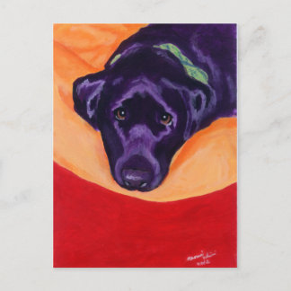 ブラックラブラドール絵画の眼差し ポストカード