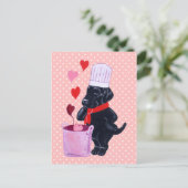 ブラックラブラドール絵画シェフ ポストカード (スタンド正面)