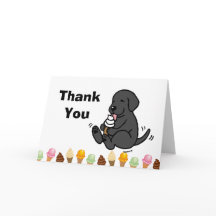 ブラックラブラドール舐めアイスクリームサンキューカード