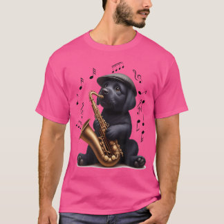 ブラックラブラドール遊レトリエバーズサクソフォーンジャズSa Tシャツ