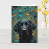 ブラックラブラドール離れイン カード (黄色い花)