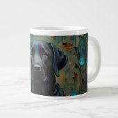 ブラックラブラドール離れイン ジャンボコーヒーマグカップ (正面右)