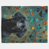 ブラックラブラドール離れイン フリースブランケット (正面(横))