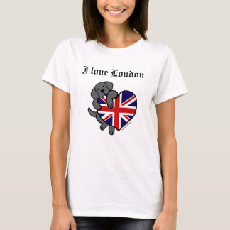 ブラックラブラドール&イギリス国旗ハート2 Cartoon Tシャツ