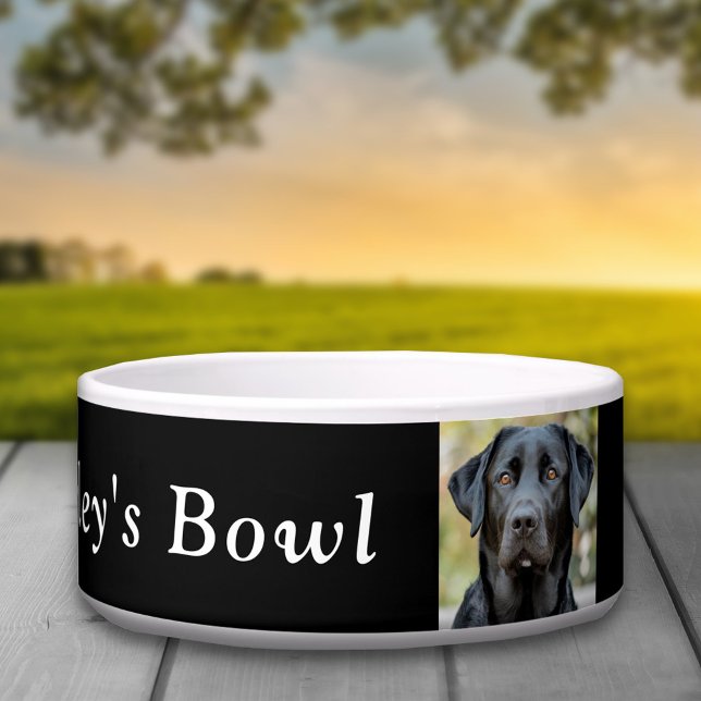 ブラックラブラドール、カスタムフォトブラック ボウル (Black Labrador, Custom Photo Black Bowl)