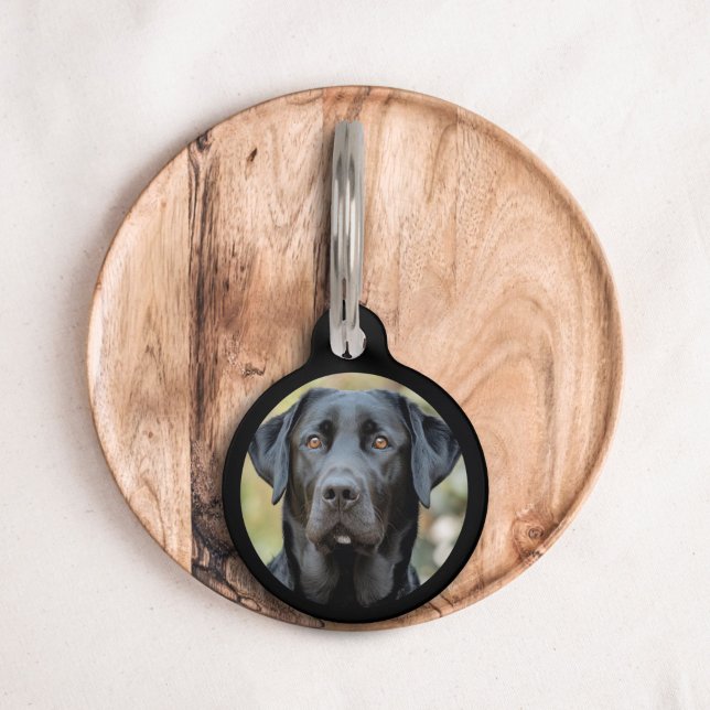 ブラックラブラドール、カスタムフォトペットタグ ペット　ネームタグ (Black Labrador, Custom Photo Pet Tag)