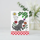 ブラックラブラドール&グリーン ポストカード (スタンド正面)