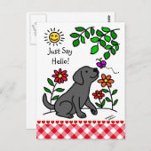 ブラックラブラドール&グリーン ポストカード (正面/裏面)