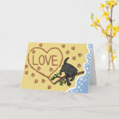 ブラックラブラドール&レターグリーティングカード カード (黄色い花)