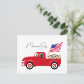 ブラックラブラドール レッドトラック メモリアルデー ポストカード (スタンド正面)