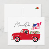 ブラックラブラドール レッドトラック メモリアルデー ポストカード (正面/裏面)