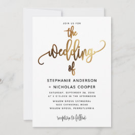 ブラックラブリースクリプト結婚タイポグラフィの金ゴールド 招待状