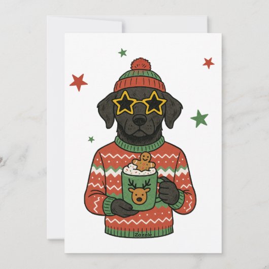 ブラックラブ犬のダサいスウェーターのクリスマス シーズンカード (裏面)