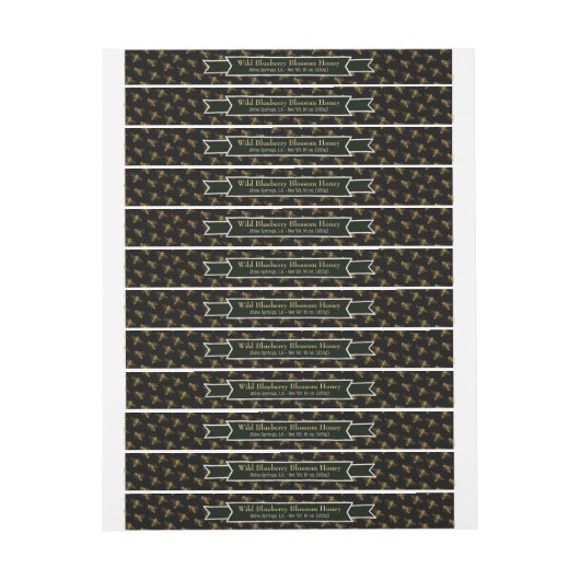 ブラックラベルビーコロニー蜂蜜ジャーのふたラベル ラップアラウンドラベル (シート)