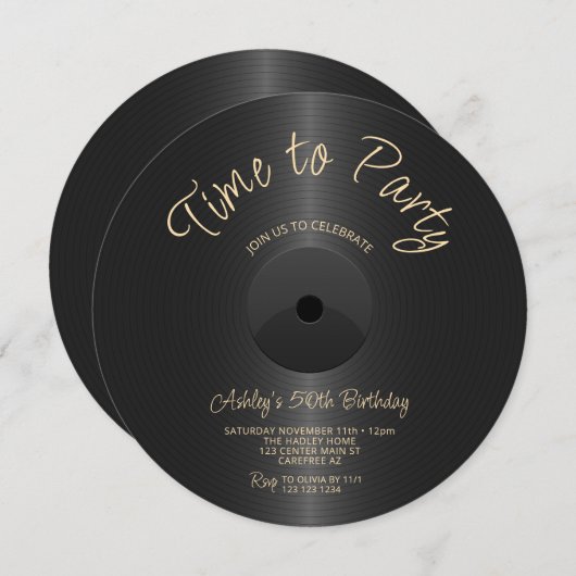 ブラックラベルレコード50誕生日 招待状 (正面/裏面)