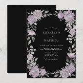 ブラックラベンダー・リースの結婚式 招待状 (正面/裏面)